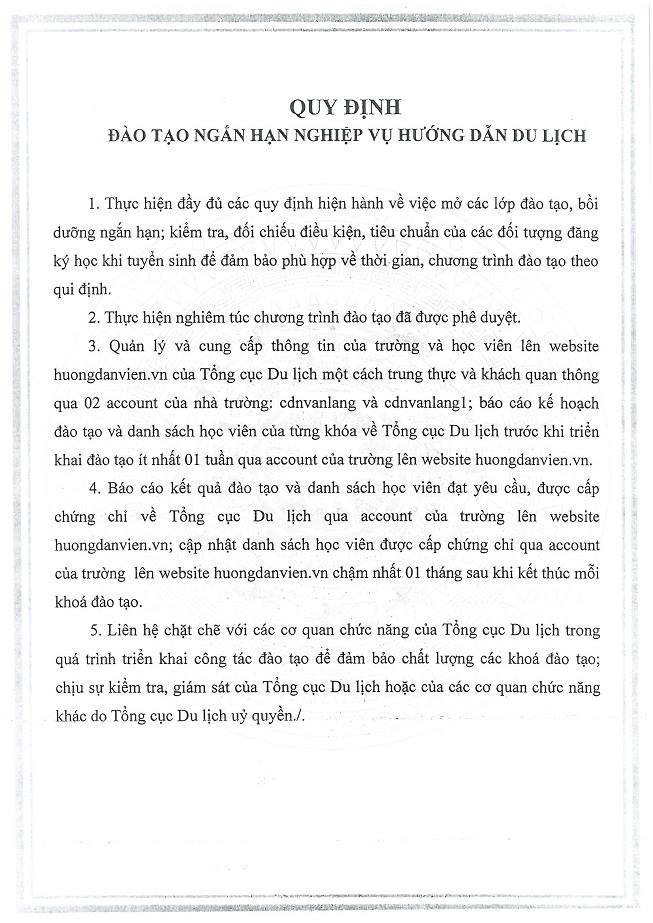 CHƯƠNG TRÌNH ÔN THI LẤY CHỨNG CHỈ HƯỚNG DẪN VIÊN VÀ CHỨNG CHỈ ĐIỀU HÀNH TOUR DU LỊCH QUỐC TẾ – NỘI ĐỊA 02